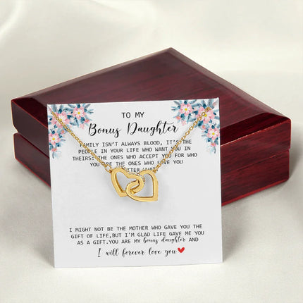 To My Bonus Daughter - I Forever Love You - Interlocking Hearts Necklace SO170V - Charming Present