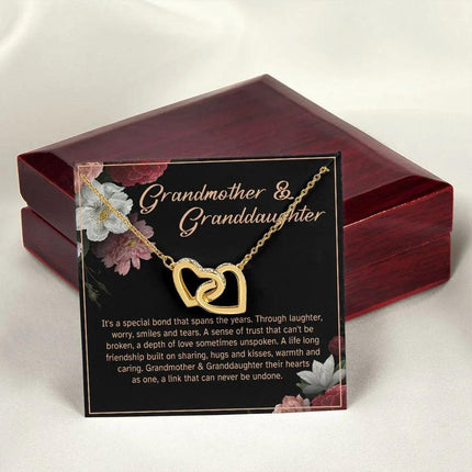 Granddaughter - Sharing Hugs And Kisses - Interlocking Hearts Necklace - Charming Present