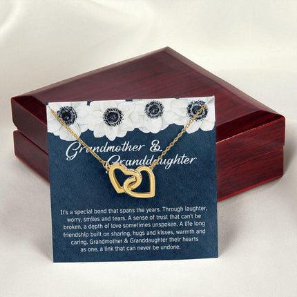 Granddaughter - Sharing Hugs And Kisses - Interlocking Hearts Necklace - Charming Present