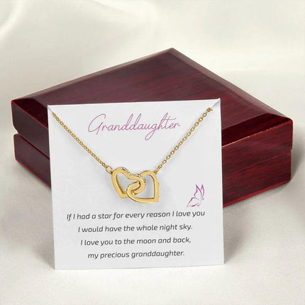 Granddaughter Grandma - I Love You To The Moon And Back - Interlocking Hearts Necklace - Charming Present