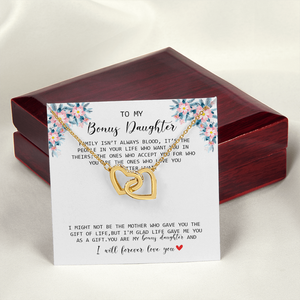 To My Bonus Daughter - I Forever Love You - Interlocking Hearts Necklace SO170V