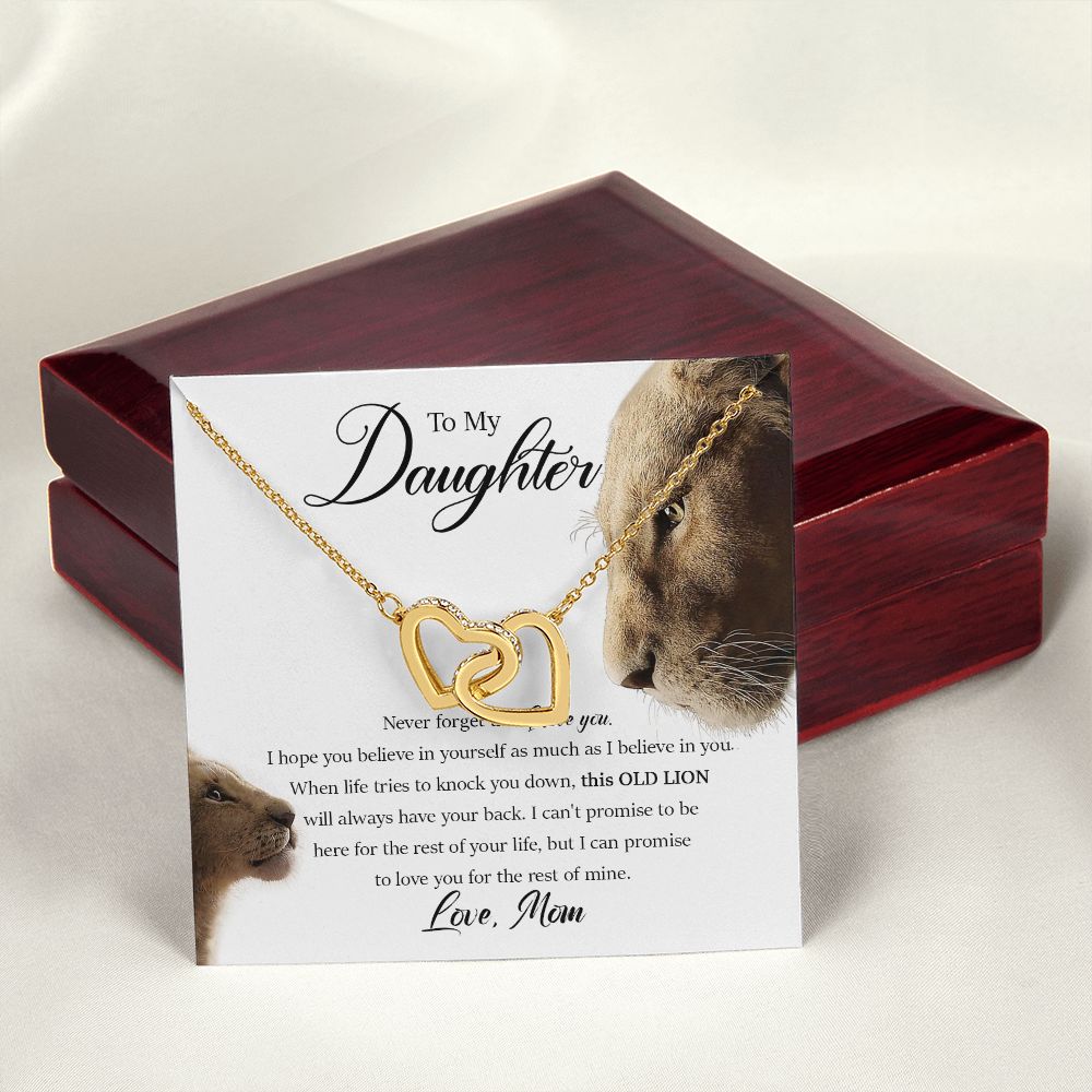 Daughter - Mom - Never Forget That I Love You - Interlocking Hearts Necklace