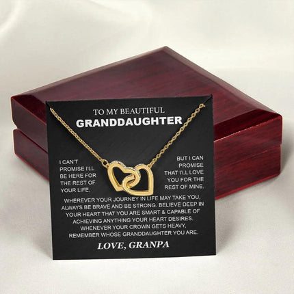 Granddaughter - Grandpa - Love You For The Rest Of Mine - Interlocking Hearts Necklace - Charming Present