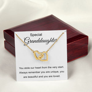 Special Granddaughter - You Are Beautiful - Interlocking Hearts Necklace