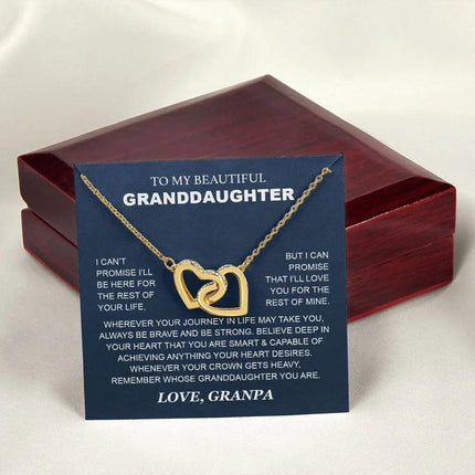 Granddaughter - Grandpa - Love You For The Rest Of Mine - Interlocking Hearts Necklace - Charming Present