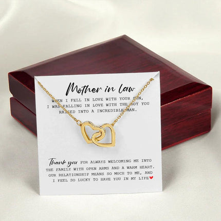 Mother In Law - Thank You For Always Welcoming Me - Interlocking Hearts Necklace SO175T - Charming Present