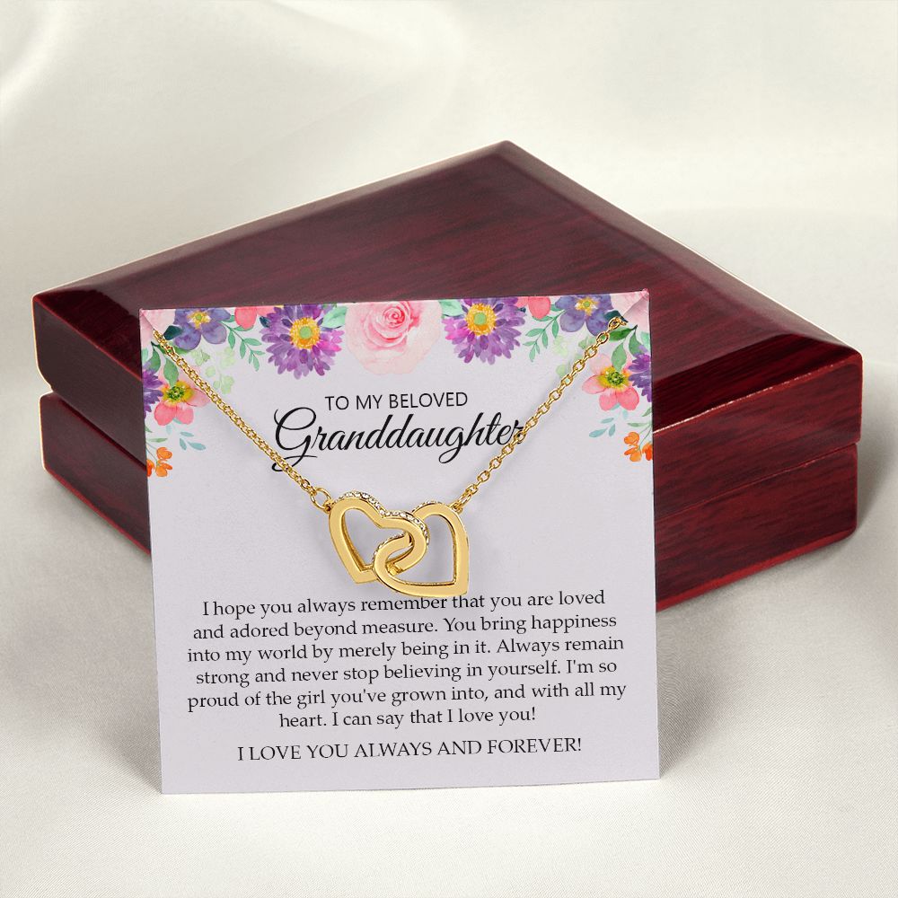 Granddaughter - I Love You Always And Forever - Interlocking Hearts Necklace