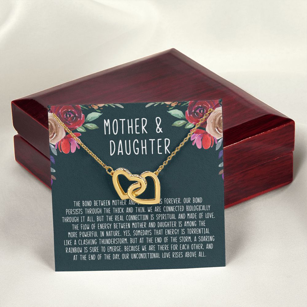 Mother And Daughter - The Bond Between Mother And Daughter Is Forever - Interlocking Hearts Necklace