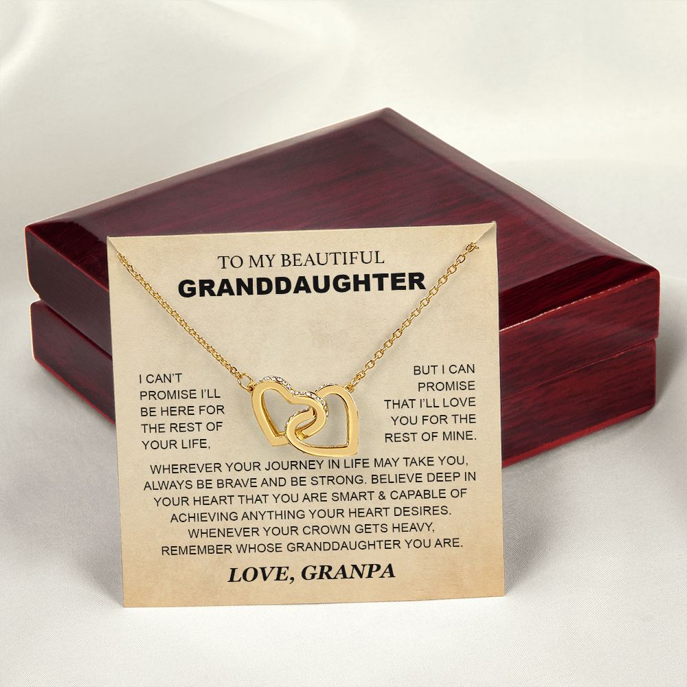 Granddaughter - Grandpa - Love You For The Rest Of Mine - Interlocking Hearts Necklace