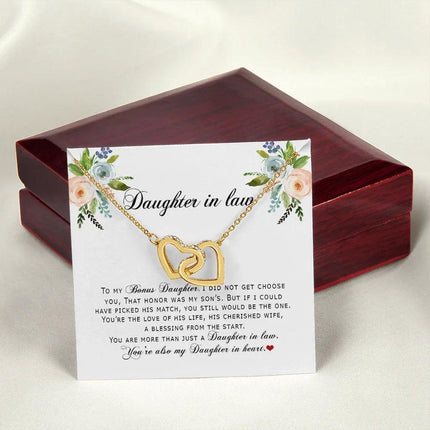 Daughter In Law - You Are Also My Daughter In Heart - Interlocking Hearts Necklace SO167V - Charming Present