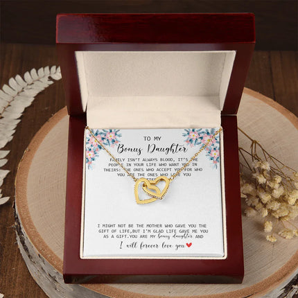 To My Bonus Daughter - I Forever Love You - Interlocking Hearts Necklace SO170V - Charming Present