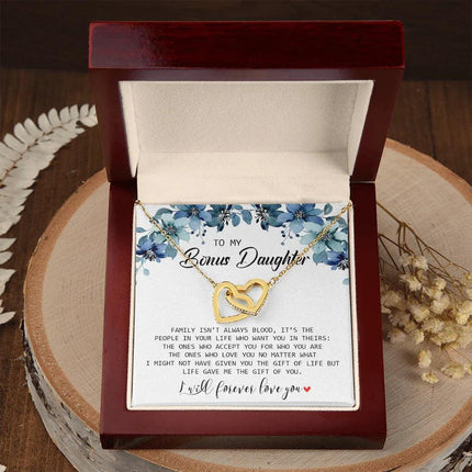To My Bonus Daughter - I Will Forever Love You - Interlocking Hearts Necklace SO155T - Charming Present
