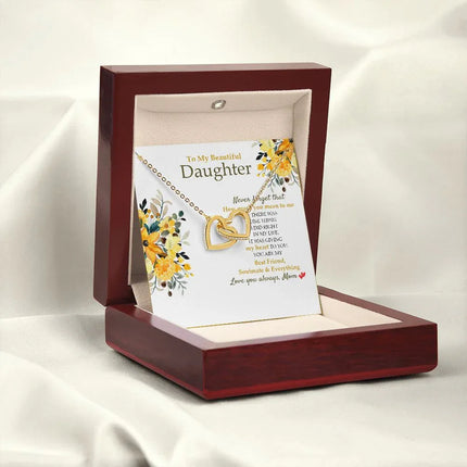 Daughter - Mom - How Much You Mean To Me - Interlocking Hearts Necklace SO190V - Charming Present