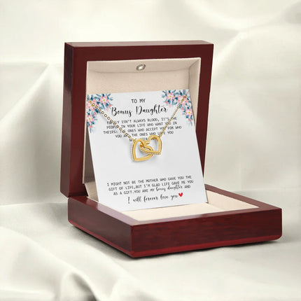 To My Bonus Daughter - I Forever Love You - Interlocking Hearts Necklace SO170V - Charming Present