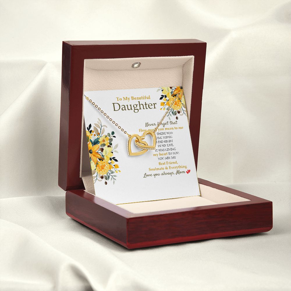 Daughter - Mom - How Much You Mean To Me - Interlocking Hearts Necklace SO190V