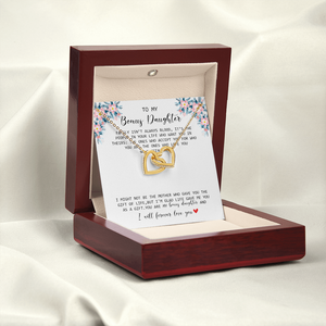 To My Bonus Daughter - I Forever Love You - Interlocking Hearts Necklace SO170V