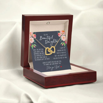 Daughter - Dad - My Heart Will Walk Beside You - Interlocking Hearts Necklace - Charming Present