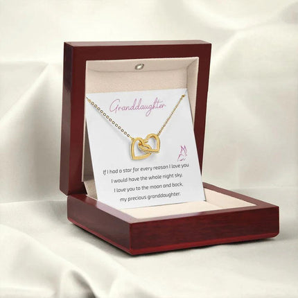 Granddaughter Grandma - I Love You To The Moon And Back - Interlocking Hearts Necklace - Charming Present
