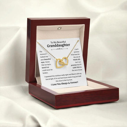 Beautiful Granddaughter - I'll Love You For The Rest Of Mine - Interlocking Hearts Necklace - Charming Present