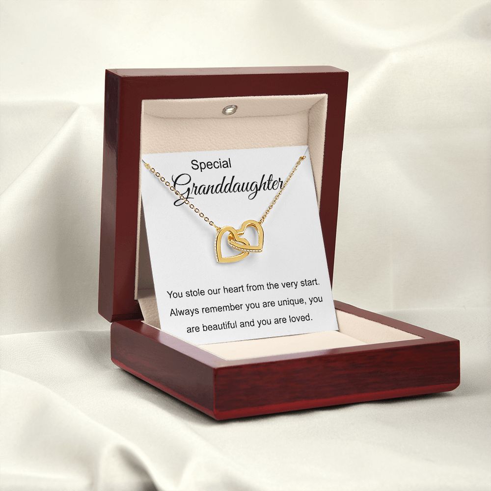 Special Granddaughter - You Are Beautiful - Interlocking Hearts Necklace