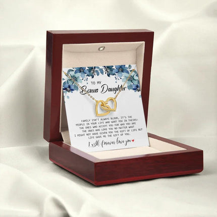 To My Bonus Daughter - I Will Forever Love You - Interlocking Hearts Necklace SO155T - Charming Present