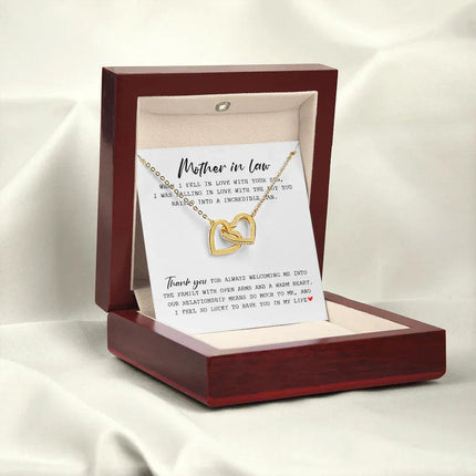 Mother In Law - Thank You For Always Welcoming Me - Interlocking Hearts Necklace SO175T - Charming Present