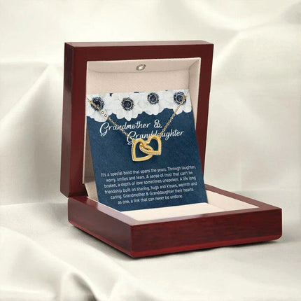 Granddaughter - Sharing Hugs And Kisses - Interlocking Hearts Necklace - Charming Present