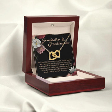 Granddaughter - Sharing Hugs And Kisses - Interlocking Hearts Necklace - Charming Present