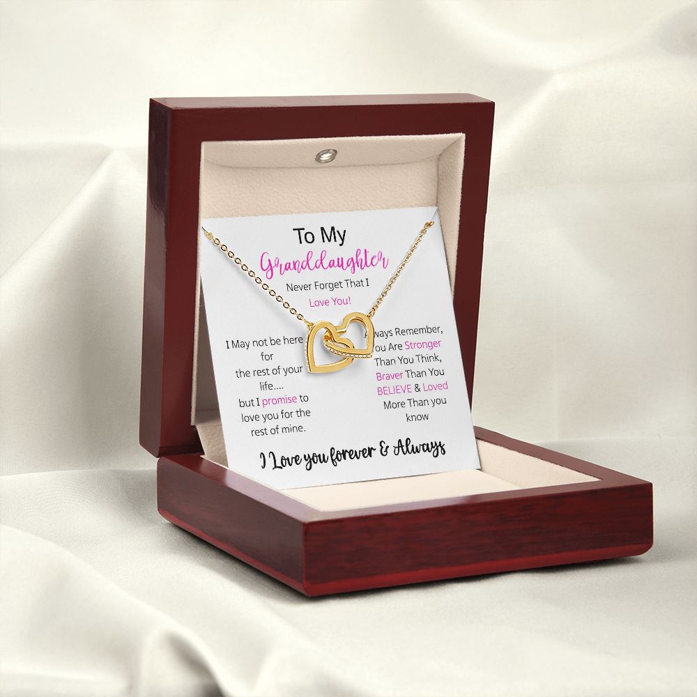 Granddaughter - I Love You Forever - Interlocking Hearts Necklace