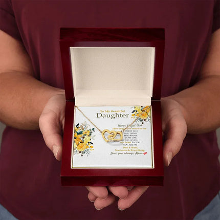 Daughter - Mom - How Much You Mean To Me - Interlocking Hearts Necklace SO190V - Charming Present