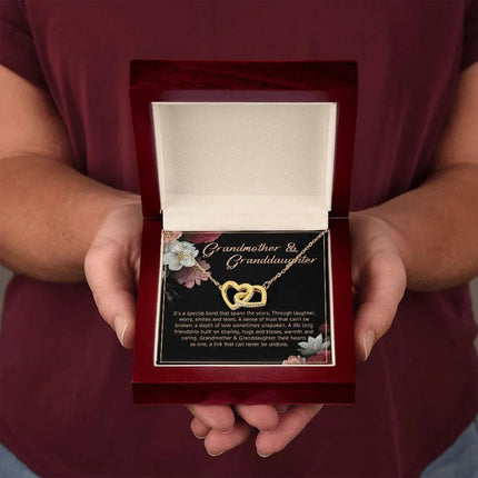 Granddaughter - Sharing Hugs And Kisses - Interlocking Hearts Necklace - Charming Present