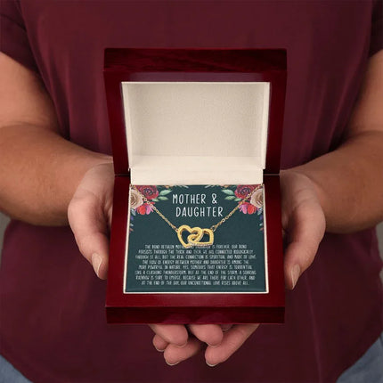 Mother And Daughter - The Bond Between Mother And Daughter Is Forever - Interlocking Hearts Necklace - Charming Present