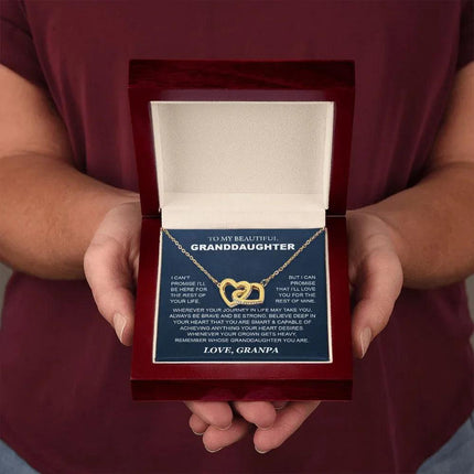 Granddaughter - Grandpa - Love You For The Rest Of Mine - Interlocking Hearts Necklace - Charming Present