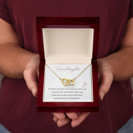Granddaughter Grandma - I Love You To The Moon And Back - Interlocking Hearts Necklace - Charming Present