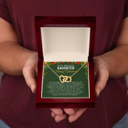 Beautiful Daughter - Merry Christmas - Love You Forever And Always - Interlocking Hearts Necklace - Charming Present