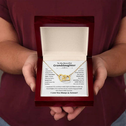 Beautiful Granddaughter - I'll Love You For The Rest Of Mine - Interlocking Hearts Necklace - Charming Present