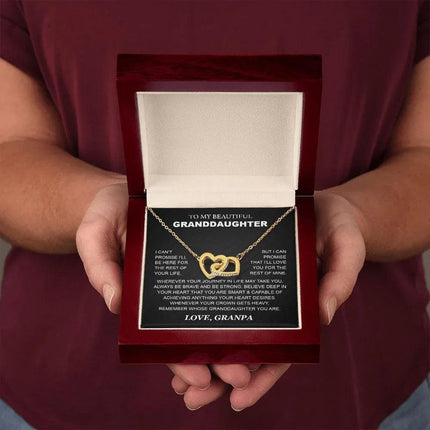 Granddaughter - Grandpa - Love You For The Rest Of Mine - Interlocking Hearts Necklace - Charming Present