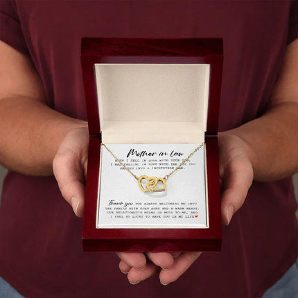 Mother In Law - Thank You For Always Welcoming Me - Interlocking Hearts Necklace SO175T - Charming Present