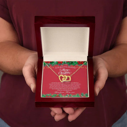 Daughter Mom - Proudest Momemt - Merry Christmas - Interlocking Hearts Necklace - Charming Present