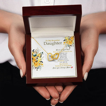 Daughter - Mom - How Much You Mean To Me - Interlocking Hearts Necklace SO190V - Charming Present