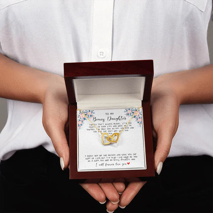 To My Bonus Daughter - I Forever Love You - Interlocking Hearts Necklace SO170V - Charming Present