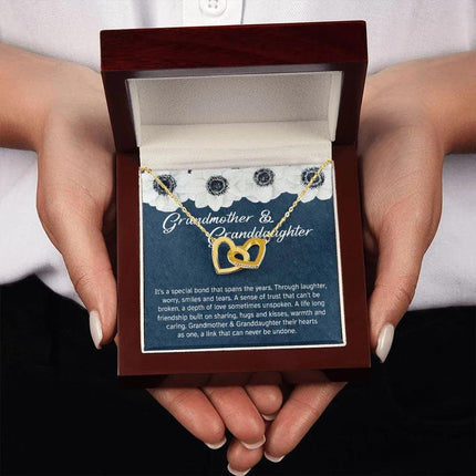Granddaughter - Sharing Hugs And Kisses - Interlocking Hearts Necklace - Charming Present