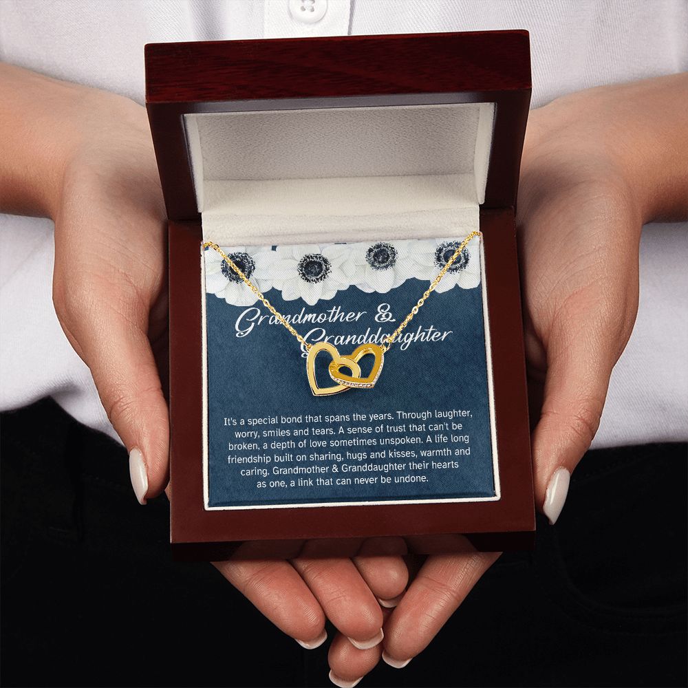 Granddaughter - Sharing Hugs And Kisses - Interlocking Hearts Necklace