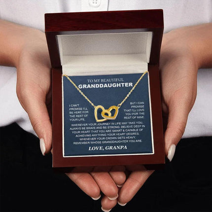 Granddaughter - Grandpa - Love You For The Rest Of Mine - Interlocking Hearts Necklace - Charming Present
