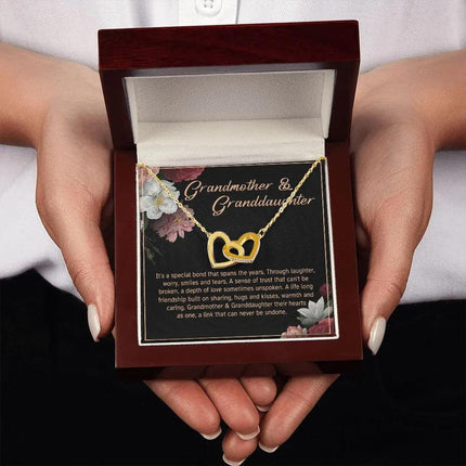 Granddaughter - Sharing Hugs And Kisses - Interlocking Hearts Necklace - Charming Present