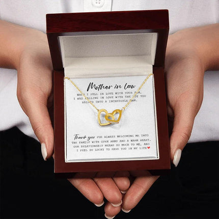 Mother In Law - Thank You For Always Welcoming Me - Interlocking Hearts Necklace SO175T - Charming Present