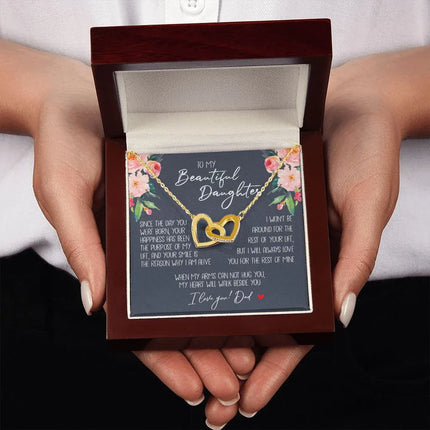 Daughter - Dad - My Heart Will Walk Beside You - Interlocking Hearts Necklace - Charming Present