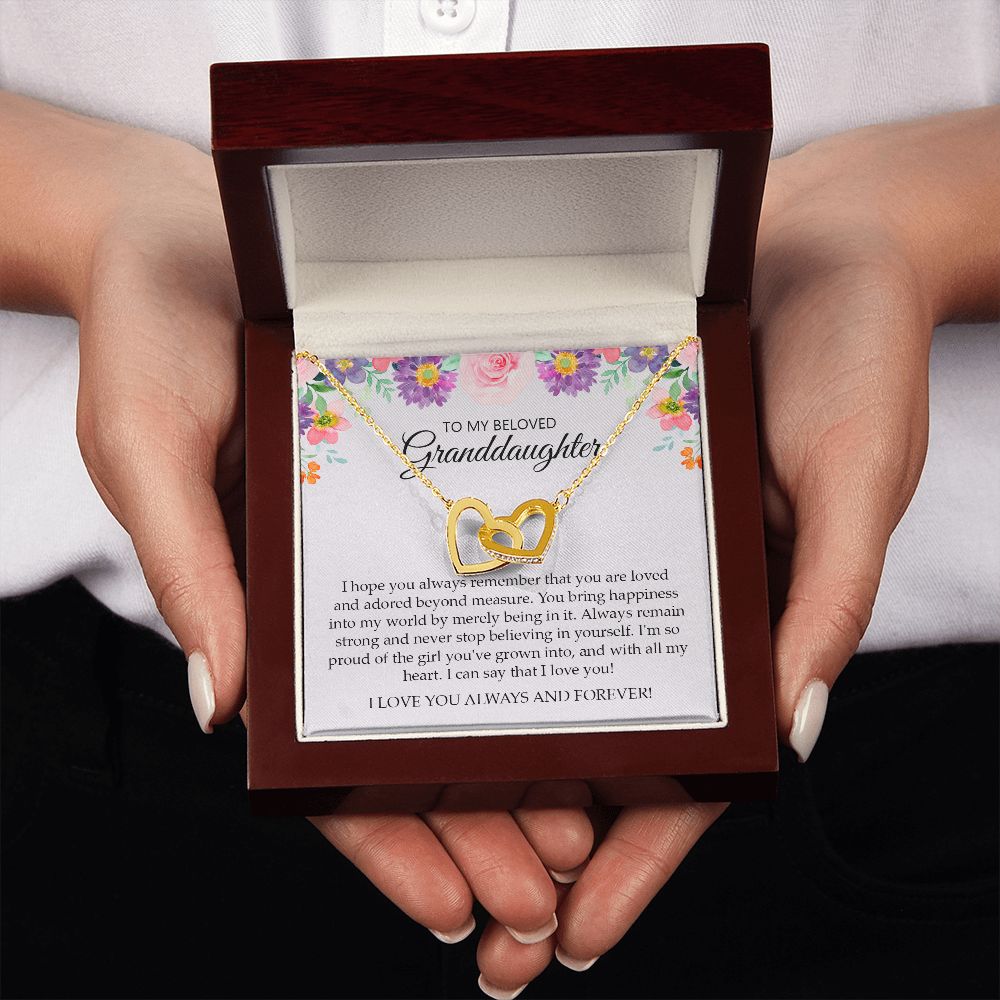 Granddaughter - I Love You Always And Forever - Interlocking Hearts Necklace