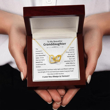 Beautiful Granddaughter - I'll Love You For The Rest Of Mine - Interlocking Hearts Necklace - Charming Present