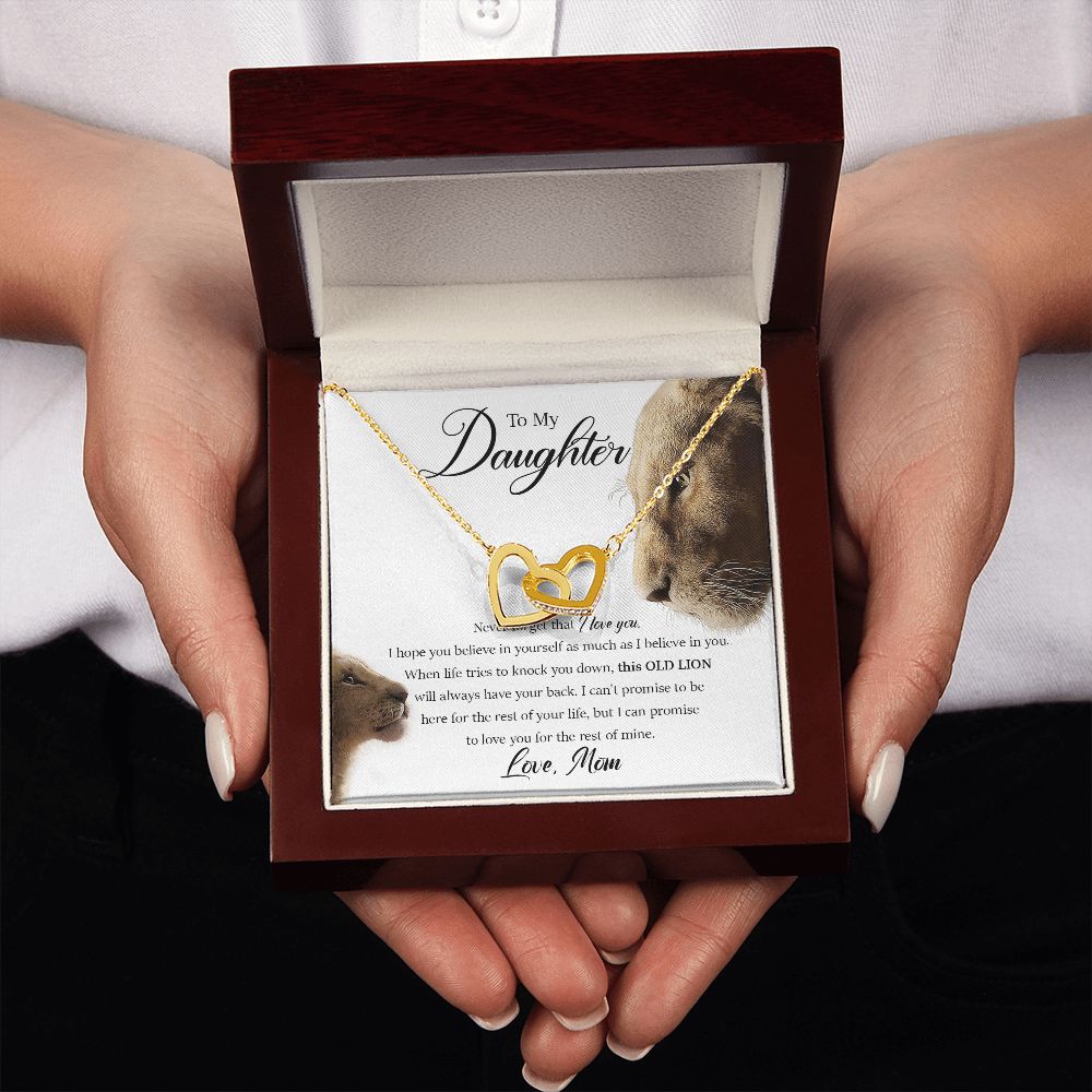 Daughter - Mom - Never Forget That I Love You - Interlocking Hearts Necklace